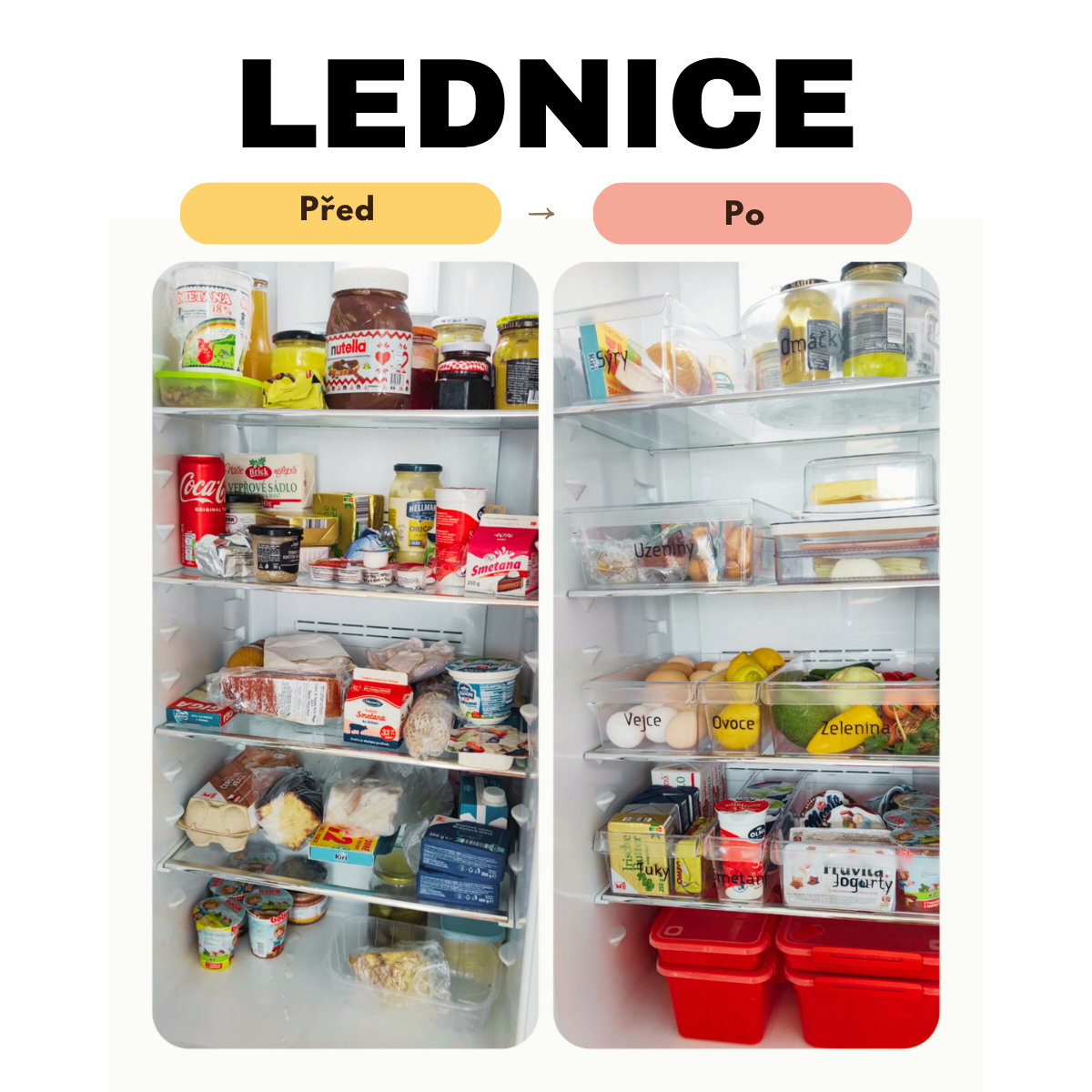 Lednice po uspořádání do přehledných zón